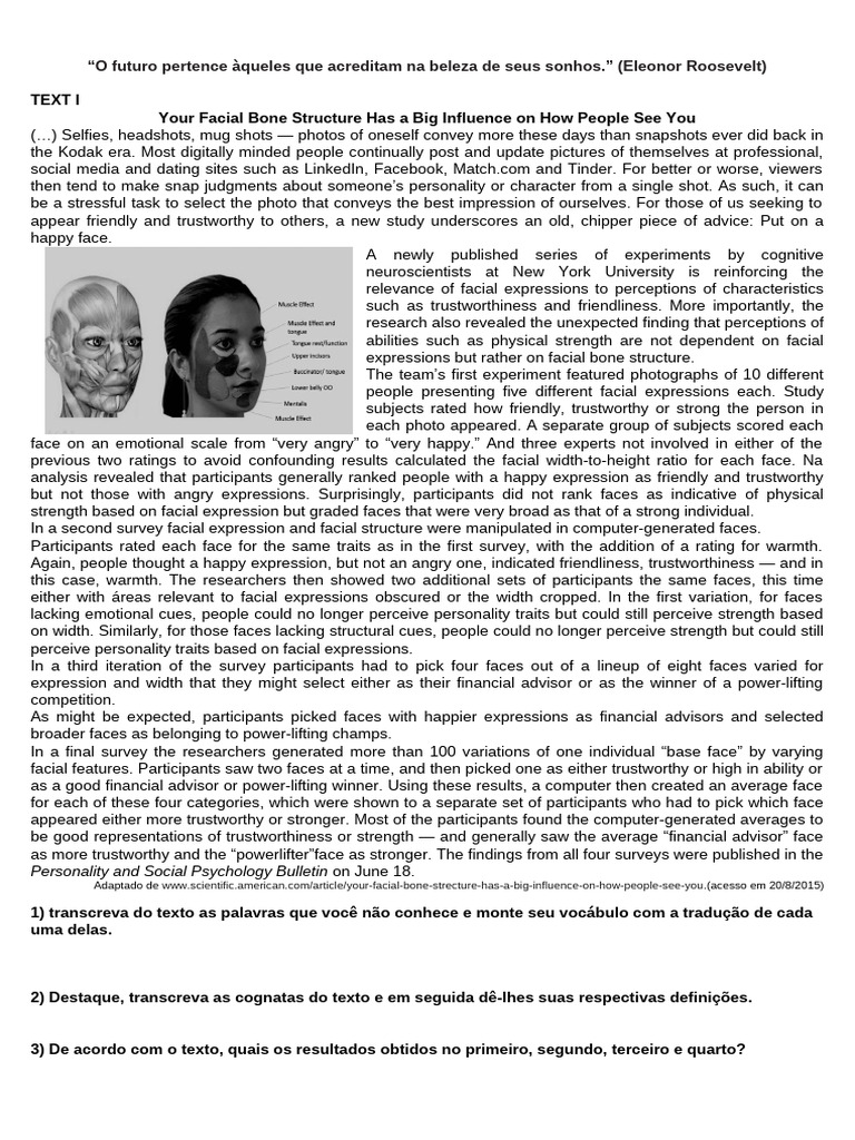 Impact of Facial Structure on Perception | PDF | Human Body | Central ...
