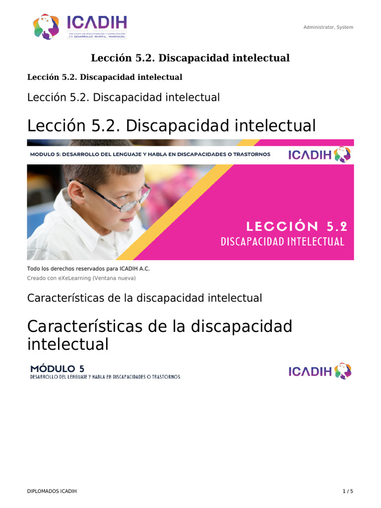 Características de la Discapacidad Intelectual | PDF | Discapacidad ...