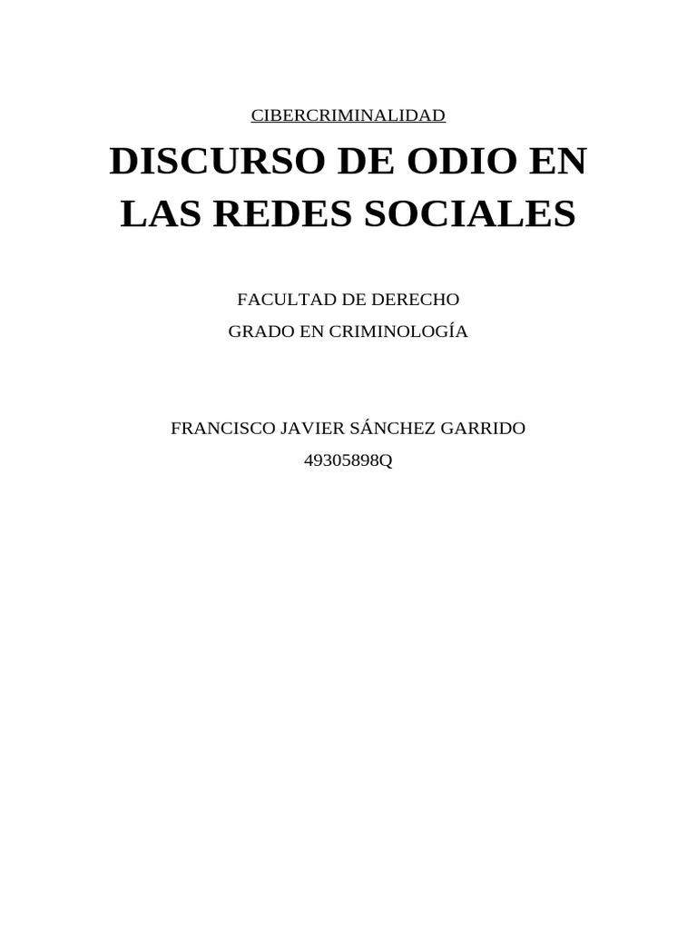 Ciberodio y Libertad de Expresión | PDF | El discurso del odio | Facebook
