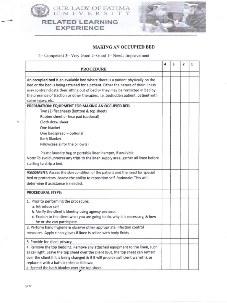 Making an occupied bed pdf