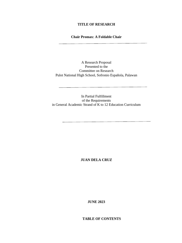 Research Format | PDF | Classroom | Chair