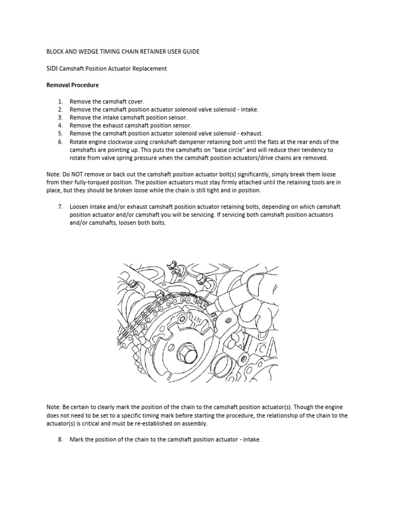 Setting Timing for Camshaft Actuator | PDF | Screw | Valve