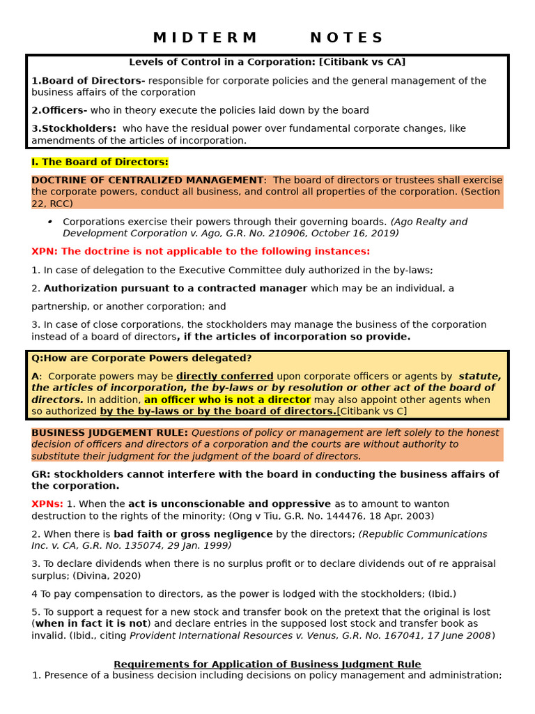 Midterm Notes: XPN: The Doctrine Is Not Applicable To The Following ...