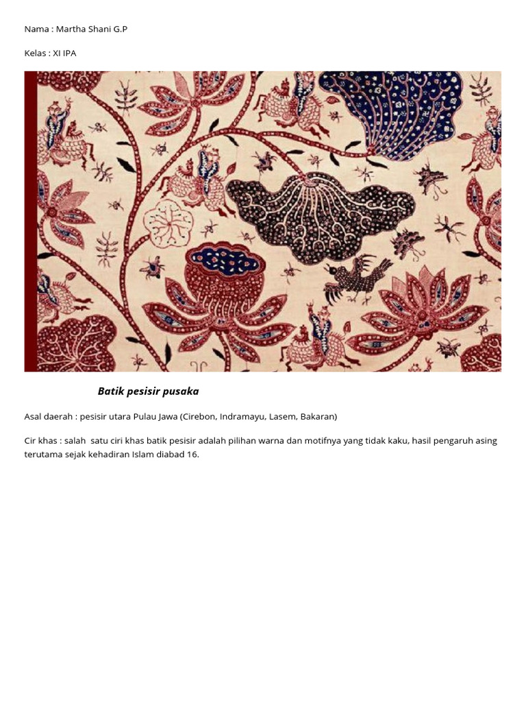 Batik Pesisir: Warna dan Motif Unik | PDF