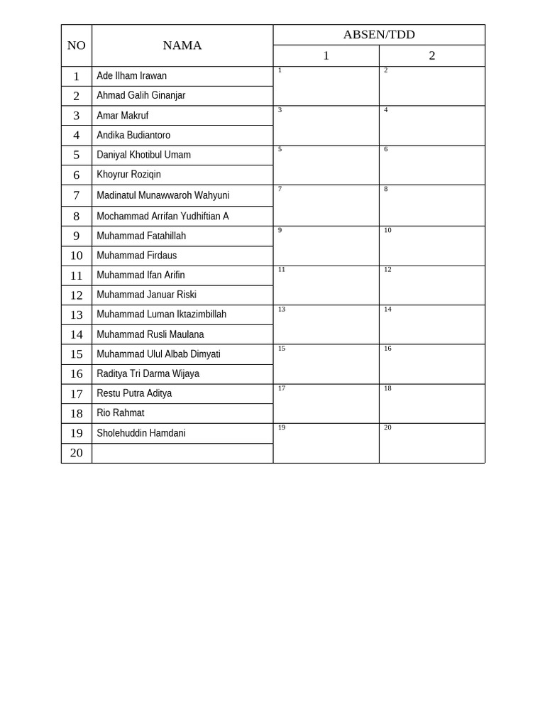 Absen Ma Matsama, Pramuka, Haflah, Dll. | PDF