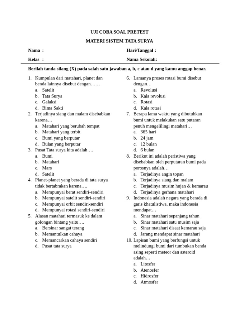 Soal Pretes | PDF