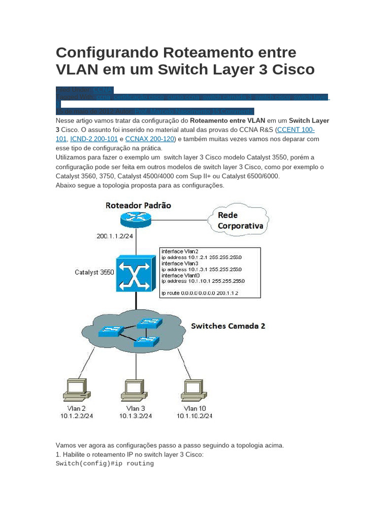 Roteamento entre VLANs em Switch Cisco | PDF | Comutador de rede ...