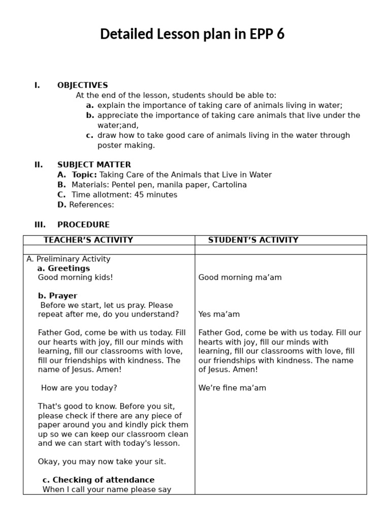 Caring for Aquatic Animals Lesson Plan | PDF | Aquarium | Conservation ...