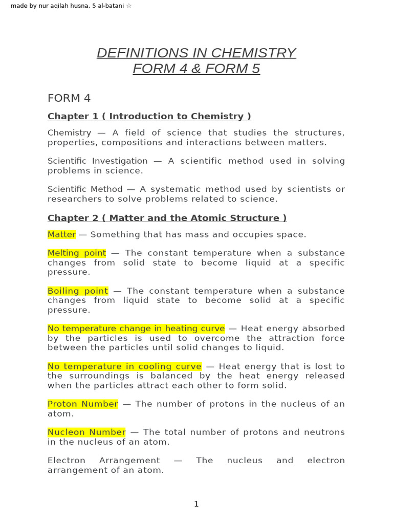 CHEMISTRY VOCAB DEFINITIONS visual data 3