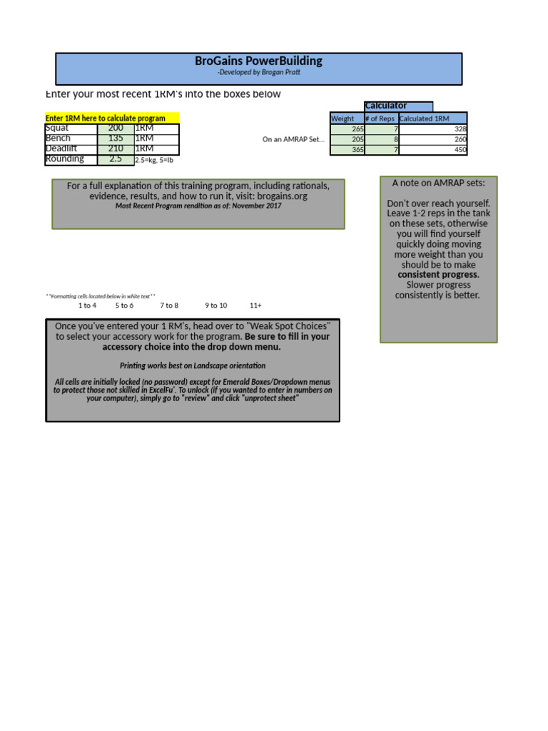 BroGains Powerbuilding Program Guide | PDF | Weight Training | Physical ...