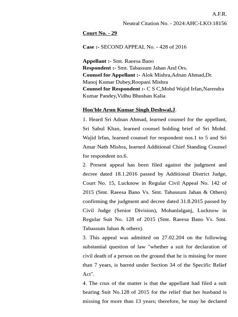 Appeal on Civil Death Declaration Case | PDF | Lawsuit | Appeal