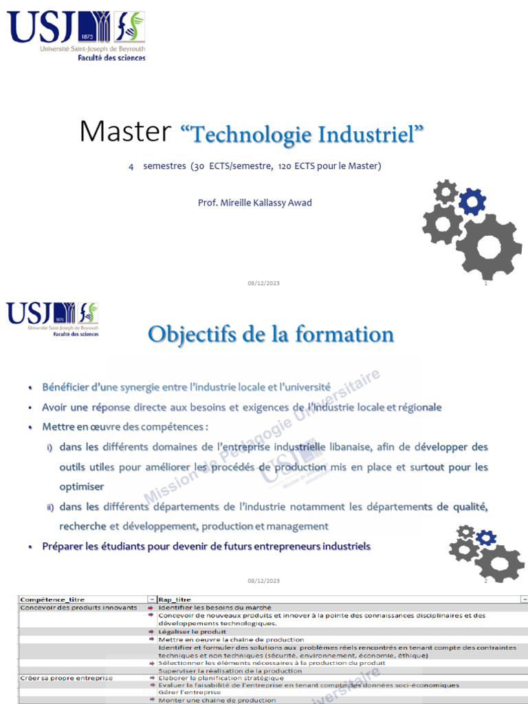 Master en Technologie Industrielle: Formation et Objectifs | PDF | Business