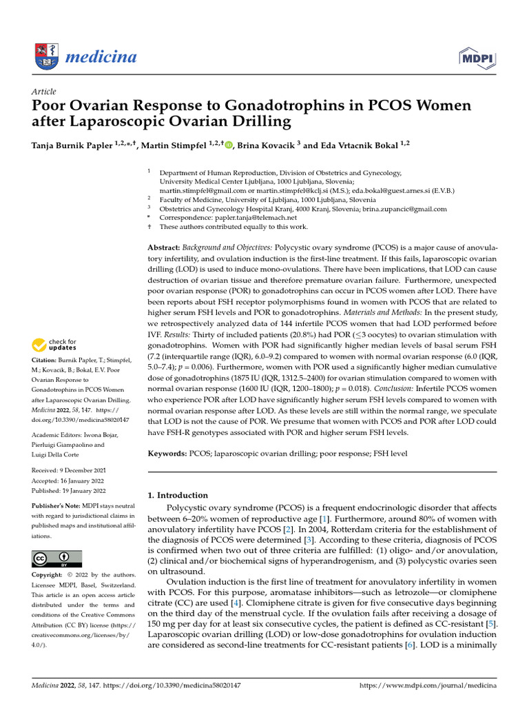 Poor Ovarian Response To Gonadotrophins in PCOS Women After ...