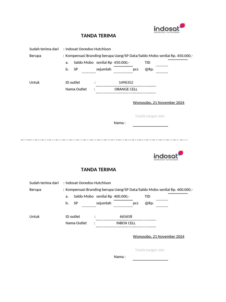 Kompensasi Branding Outlet Indosat | PDF
