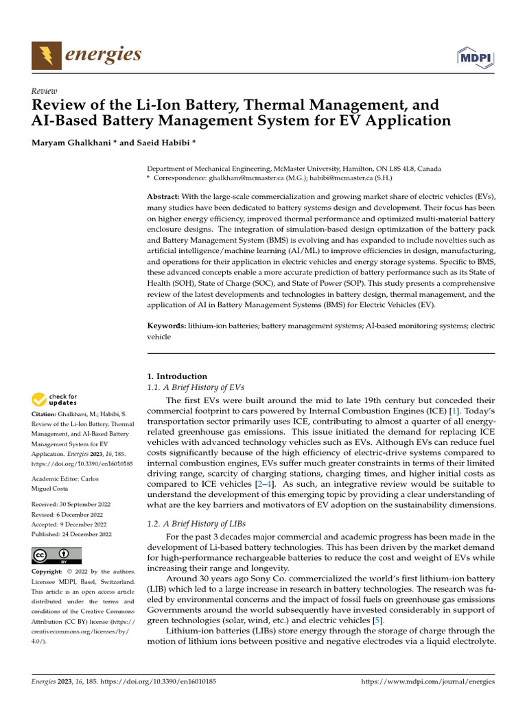 energies-16-00185 | PDF | Lithium Ion Battery | Electric Vehicle