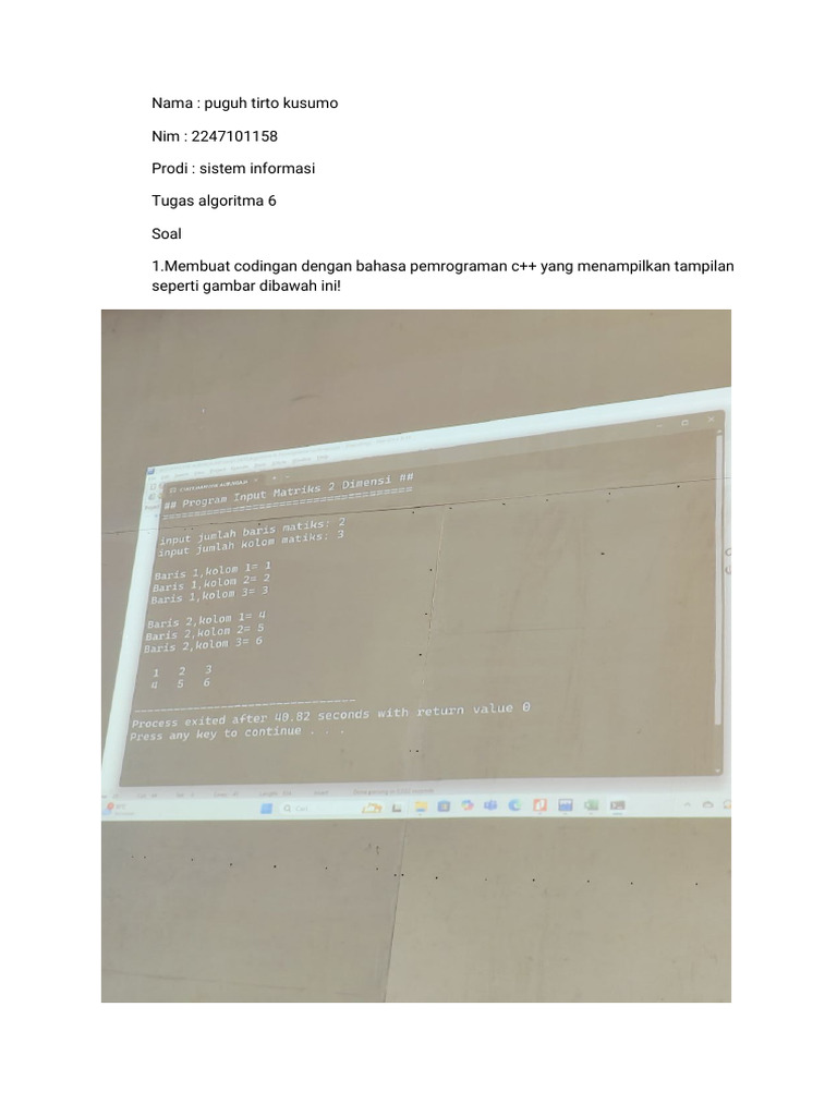 Koding C++ untuk Input Matriks 2D | PDF