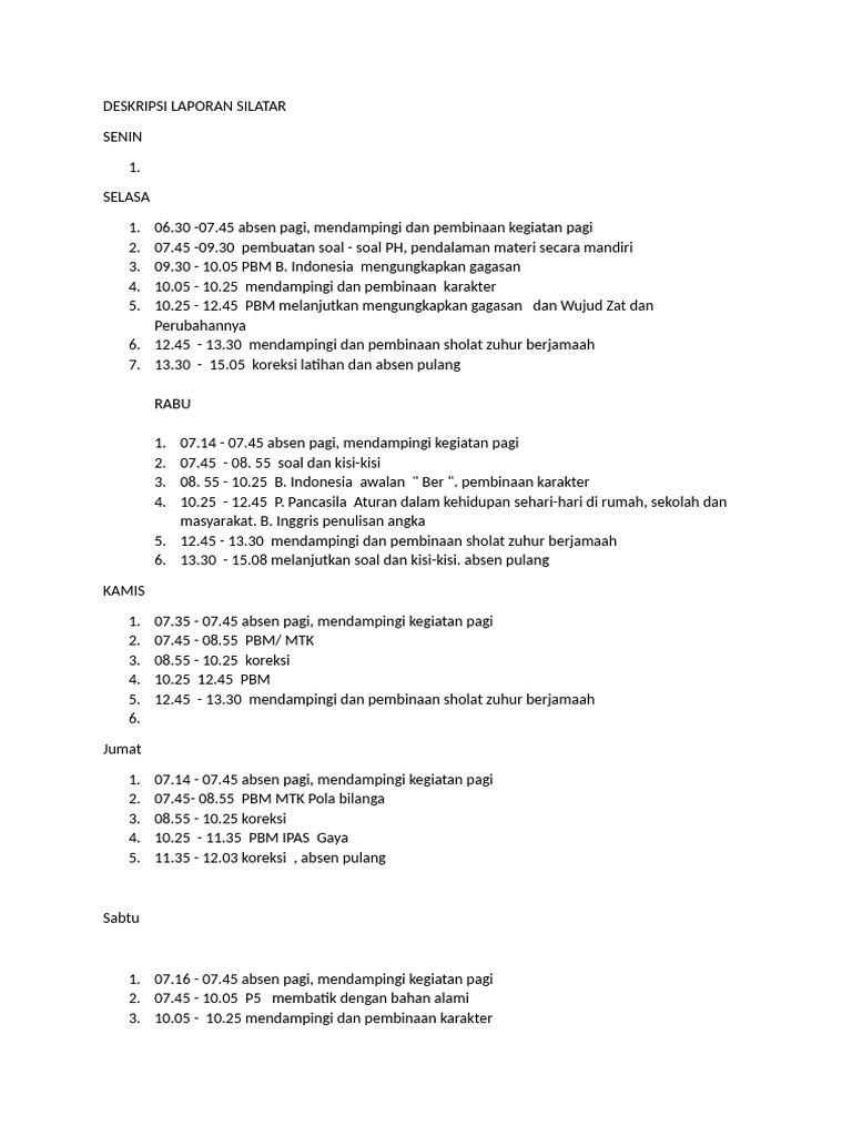 Deskripsi Laporan Silatar 1 | PDF