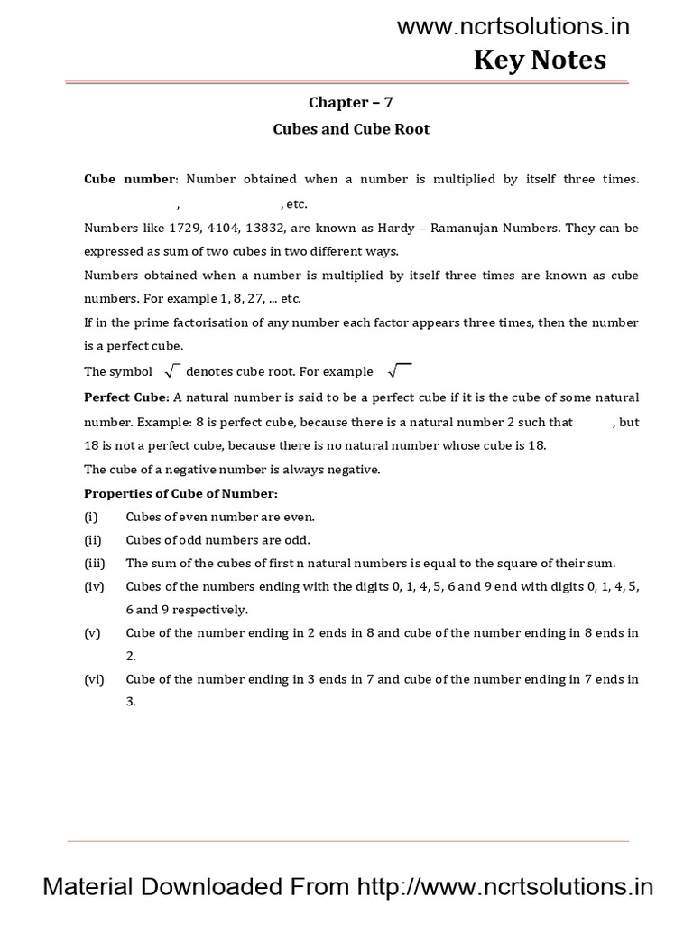 Cubes and Cube Roots Guide | PDF