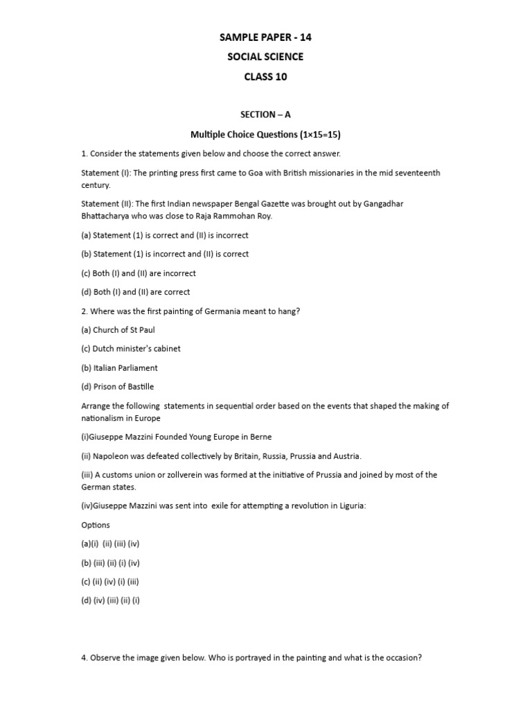 Class 10 SST Sample Paper Term 2 | PDF | Credit | Finance & Money ...