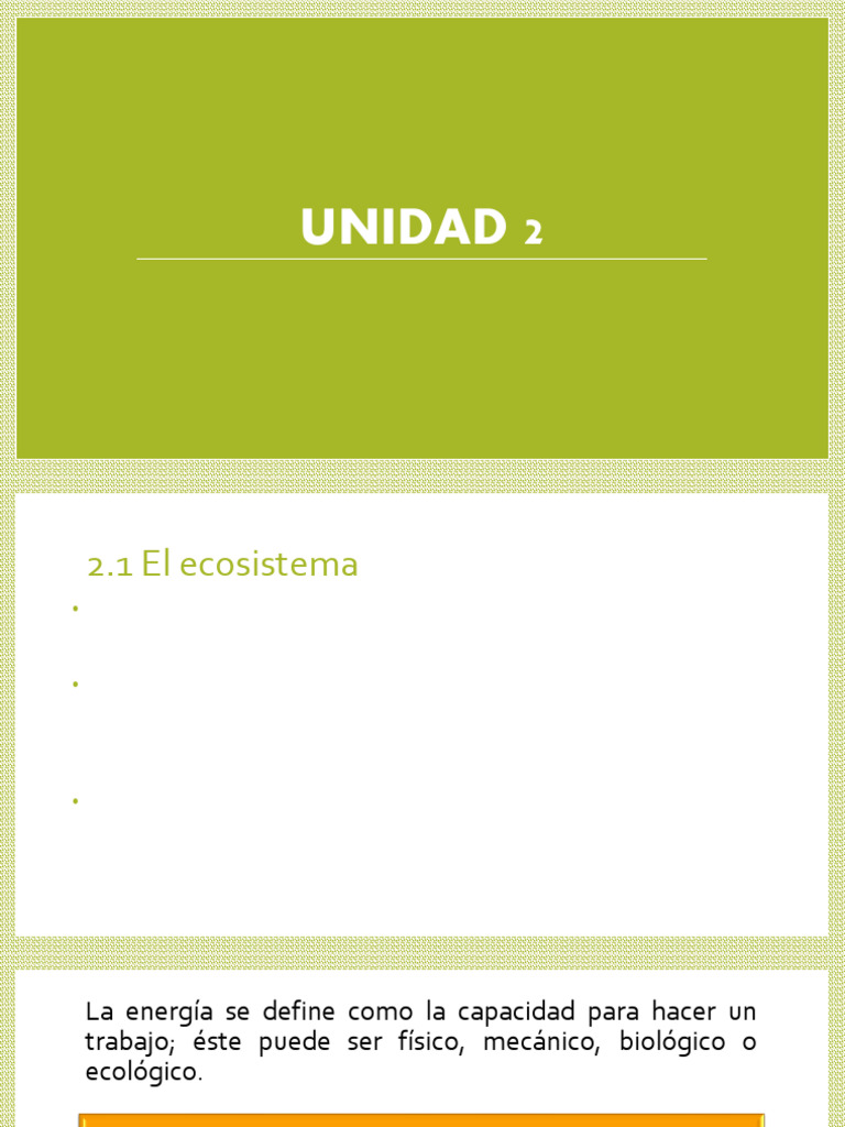 Presentación Unidad 2 | PDF | Ecología | Entorno natural
