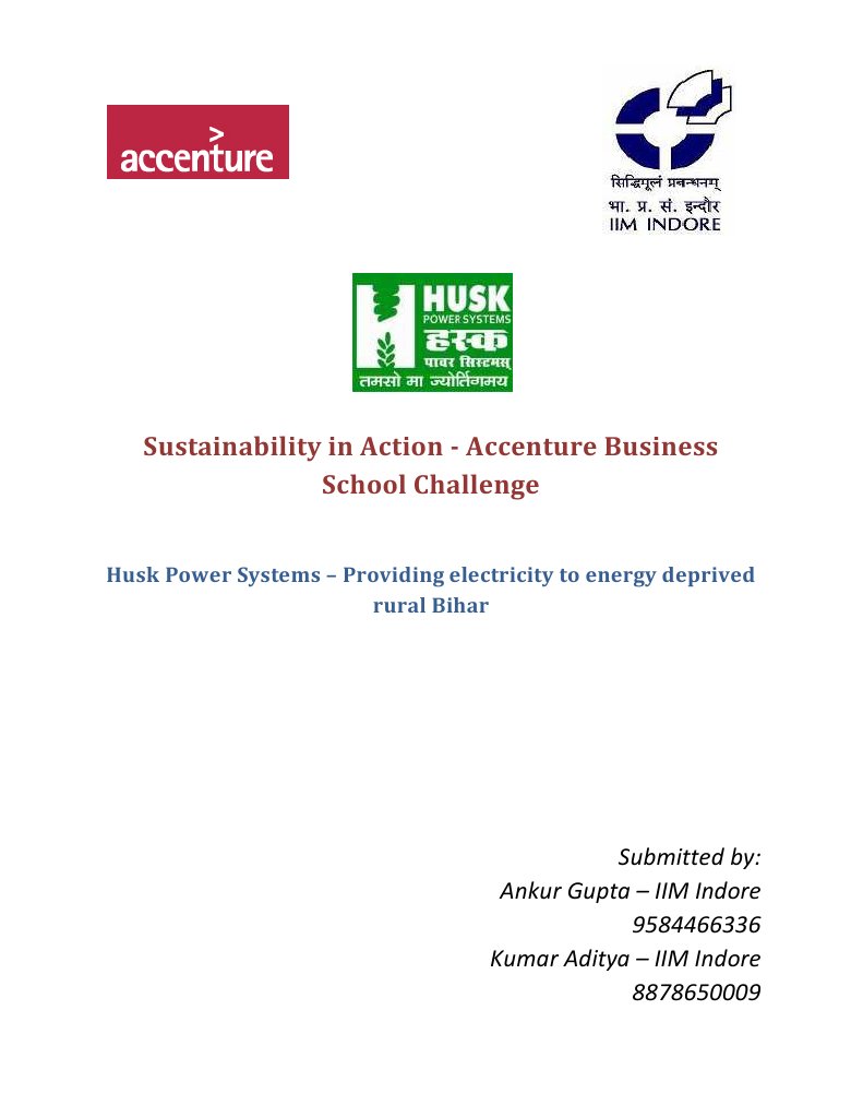 Husk Power Systems Pdf Electricity Generation Sustainability