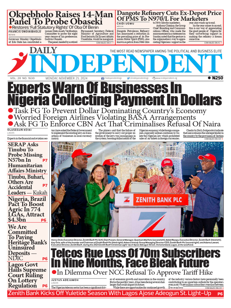Independent EPaper - 25 November, 2024 | PDF | Nigeria