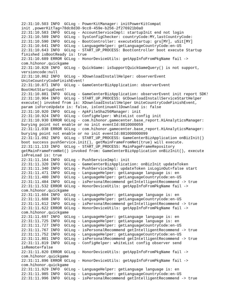 Game Center Startup Log Analysis | PDF | Communications Protocols ...