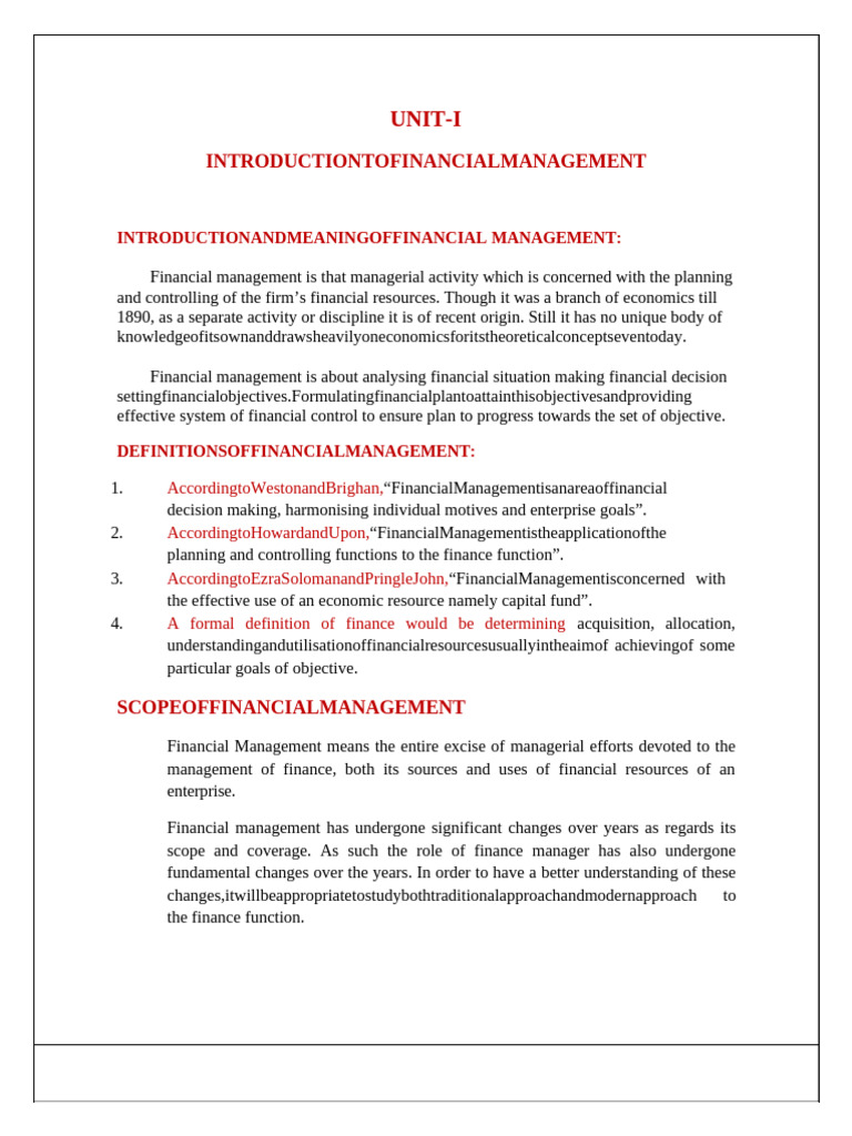 Financial Management All Units-1-27 | PDF | Risk | Investing