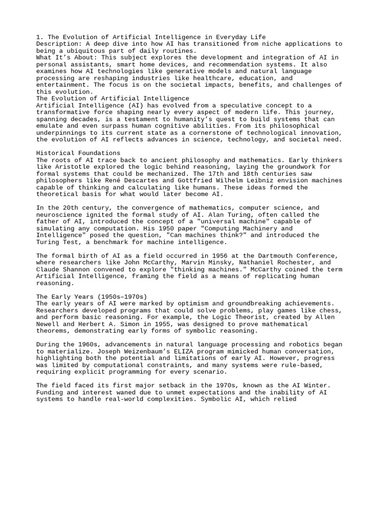 The Evolution of Artificial Intelligence in Everyday Life | PDF ...
