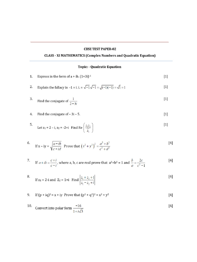 Ch. 5 Complex Numbers WS - 2 | PDF
