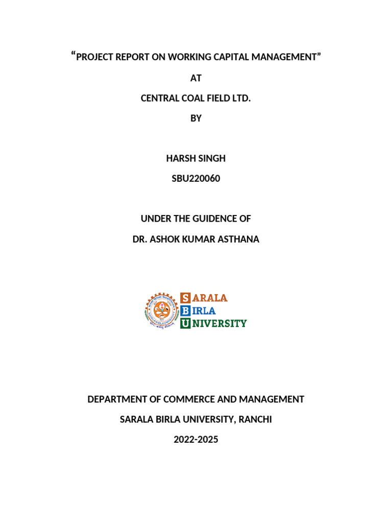 Project Report On Working Capital Management (1) (Harsh Singh) | PDF