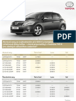 Cenník Toyota Auris 2012 platný pre SR