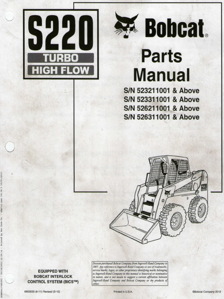Manual de Parts Bobcat S220 1ra Parte | PDF