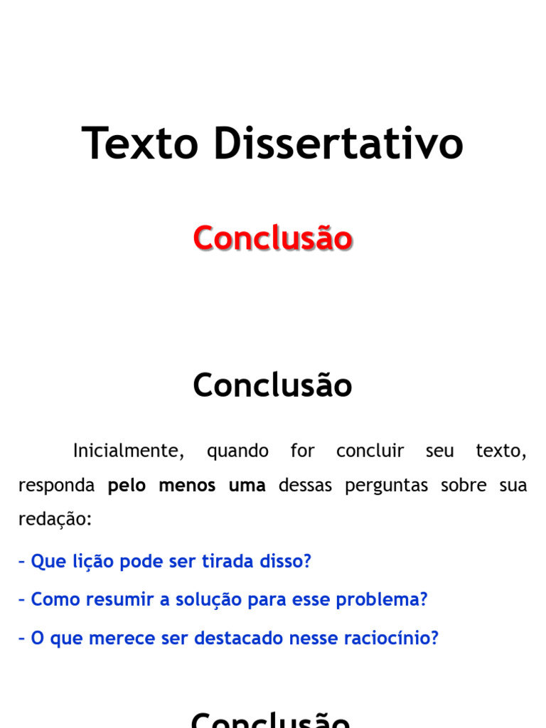 Redação - Texto Dissertativo - Conclusão | PDF
