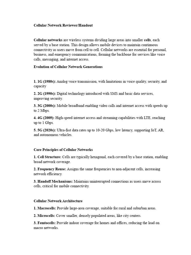 Cellular Network Overview and Evolution | PDF | Cellular Network ...