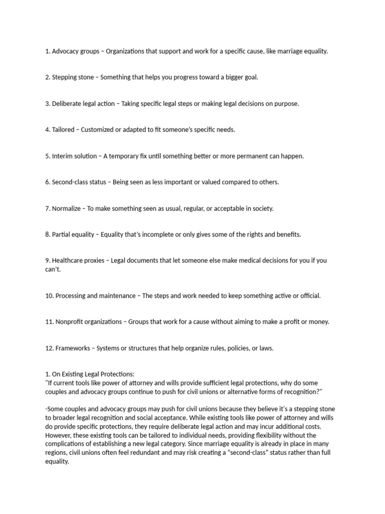 Civil Unions vs. Marriage Equality | PDF | Marriage | Same Sex Marriage