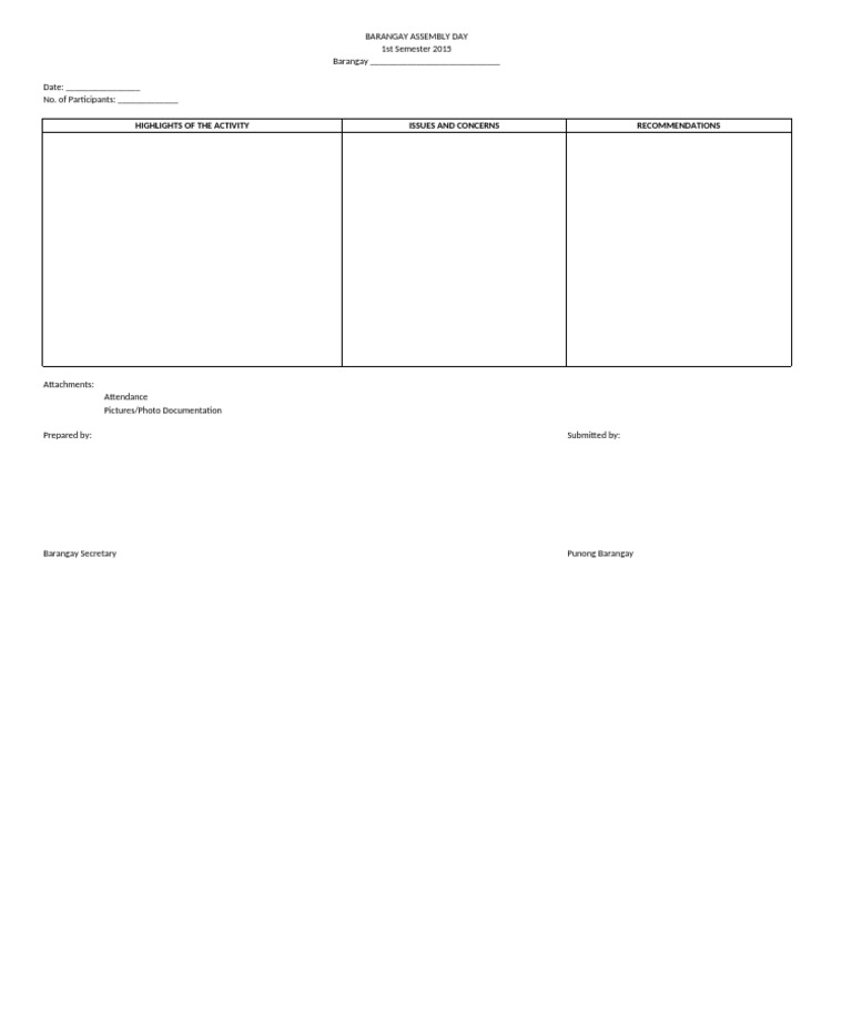 Barangay Assembly Template 2025 | PDF