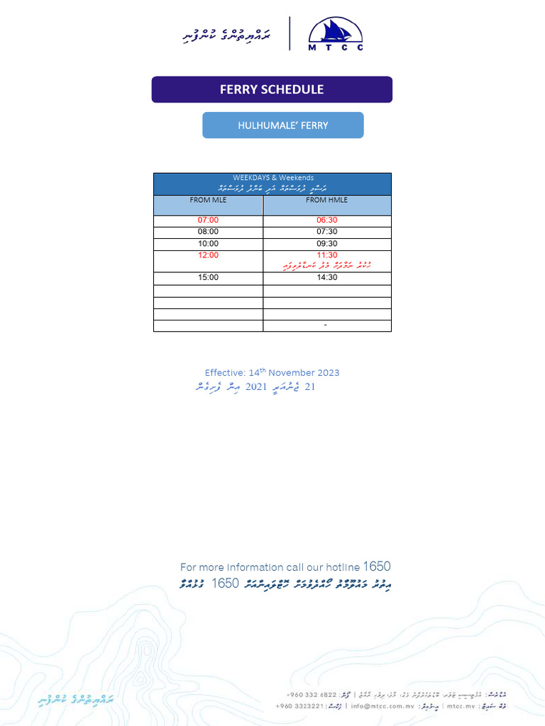 Rtl Bus Schedule Male To Hulhumale Pdf