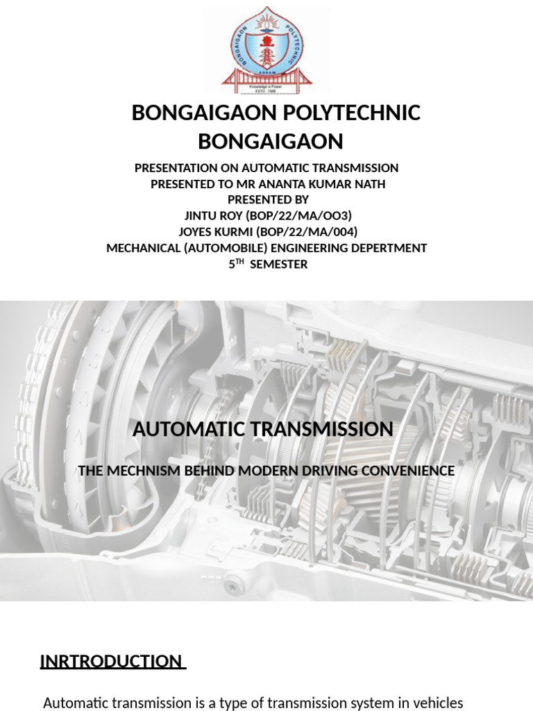 Bongaigaon Polytechnic Bongaigaon | PDF | Automatic Transmission ...