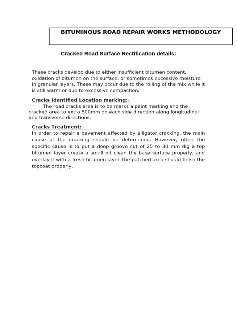Road Repair Methodology | PDF