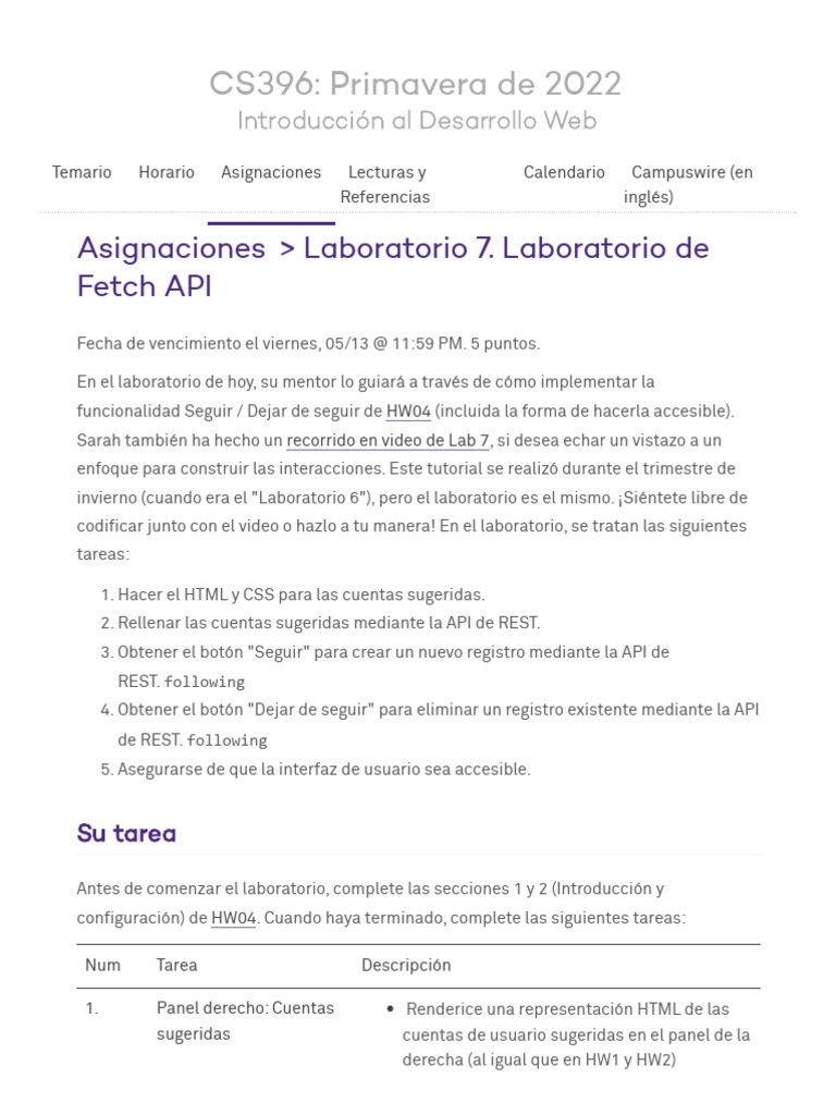Laboratorio 7: Implementación de Fetch API | PDF | Botón (Computación ...