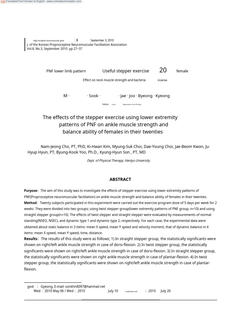 The Effects of The Stepper Exercise Using Lower Extremity Patterns of ...