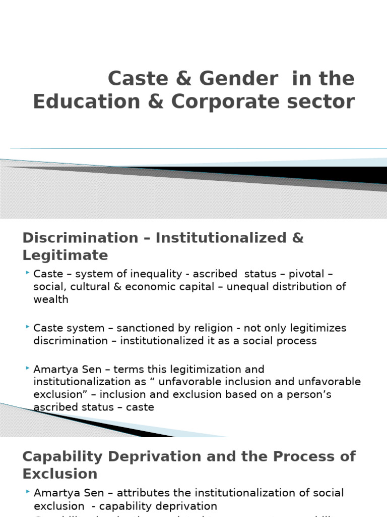 Caste and Gender Inequality in India | PDF | Poverty | Poverty ...