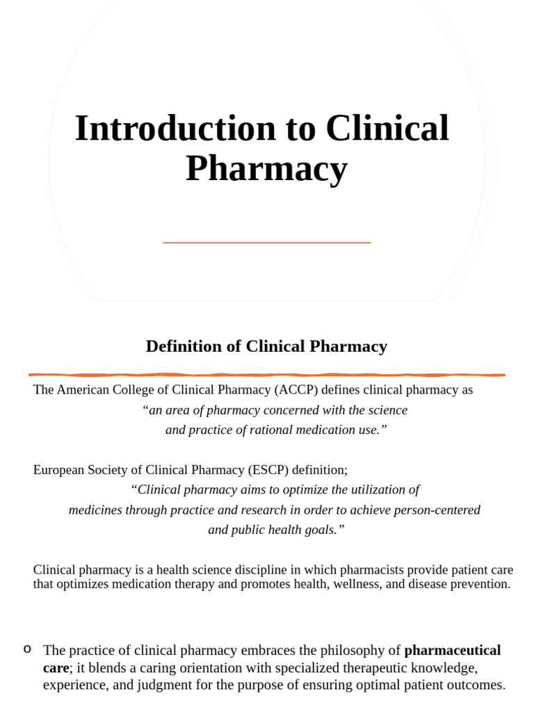 Introduction to Clinical Pharmacy | PDF | Pharmacy | Pharmacist