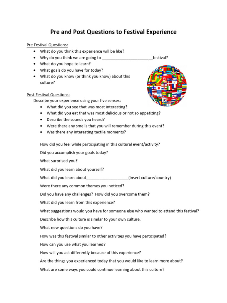 Festival Experience Reflection Questions | PDF