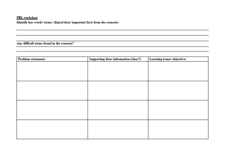 PBL Worksheet | PDF