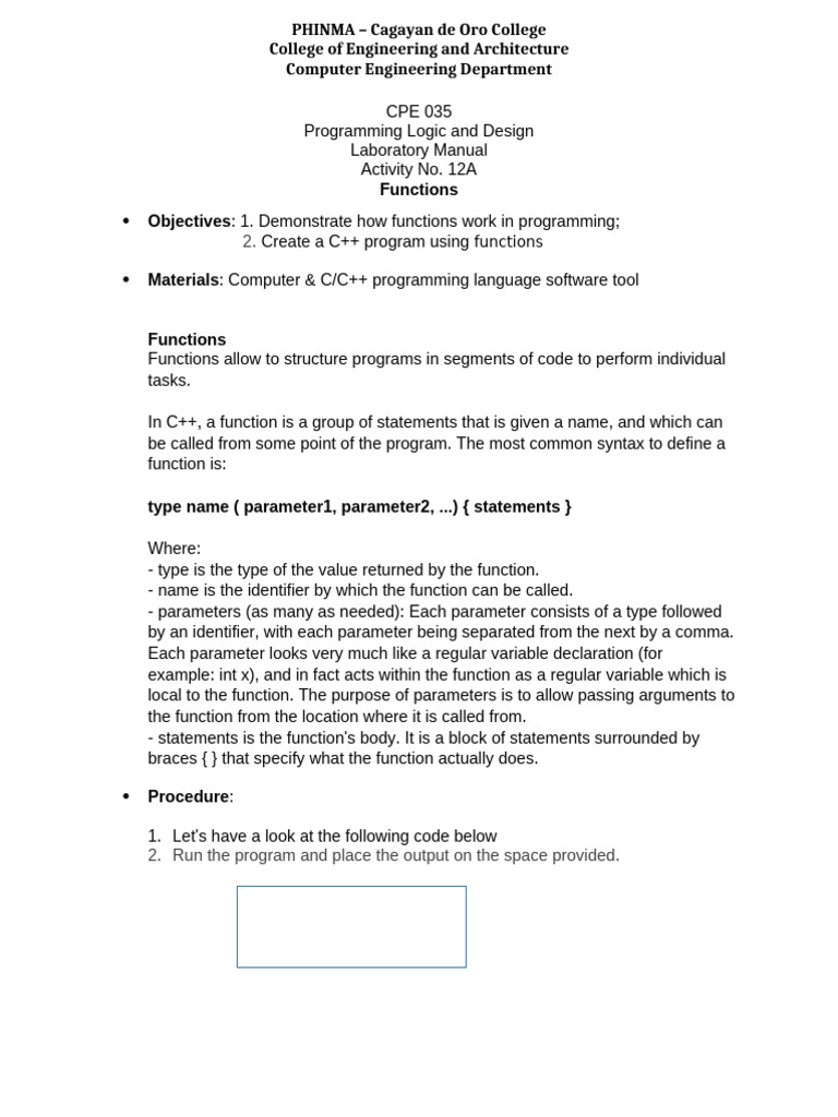 Lab Activity 12 A | PDF | Parameter (Computer Programming) | C++