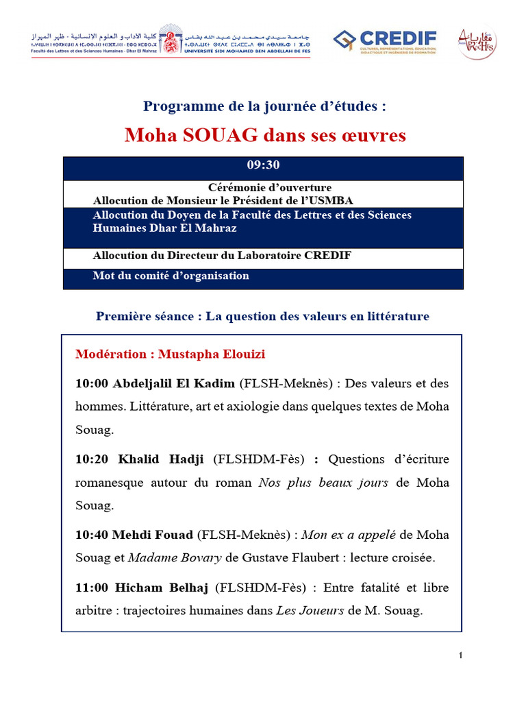 Études sur Moha Souag et ses œuvres | PDF