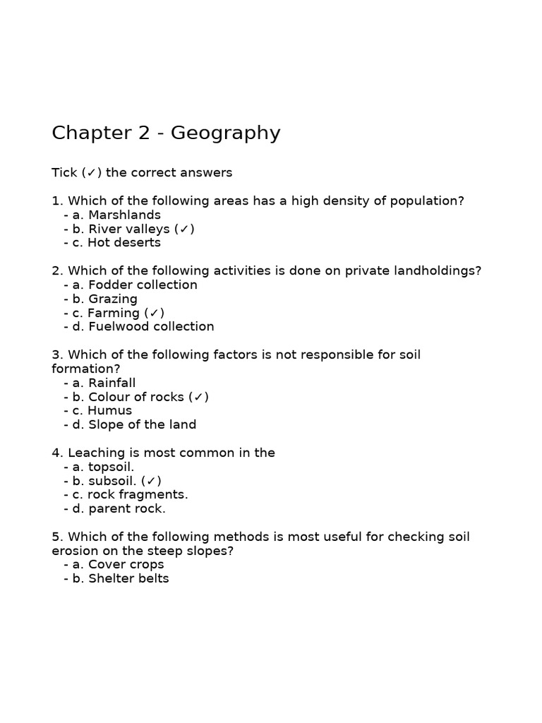 Geography and Civics 2nd Chapter Answers | PDF | Soil | Sustainable ...