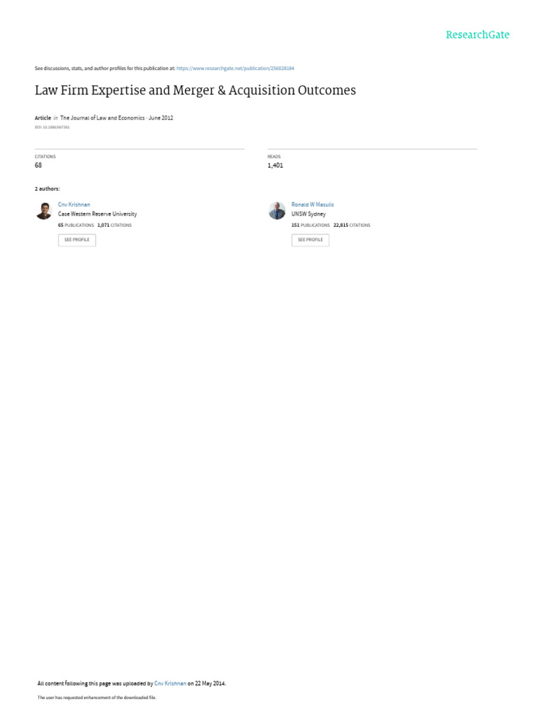 Law Firm Impact on M&A Outcomes | PDF | Takeover | Mergers And Acquisitions